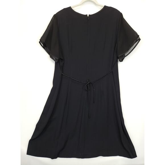 Jeffrey & Dara Dress Tie Back Sheer Short Sleeve Women 22 Black Modest Capsule - Picture 2 of 11